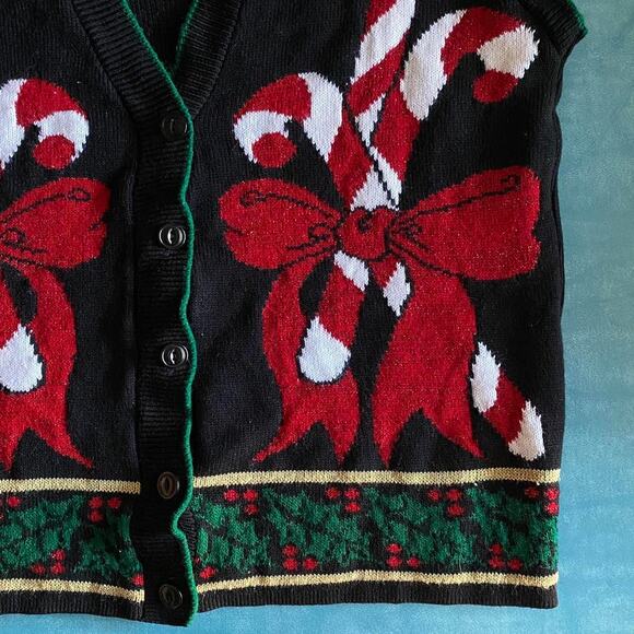 Vintage Christmas sweater vest candy cane size large - Picture 3 of 7